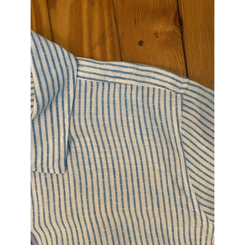 Talbots Shirt Sz 2XL Blue White Striped LONG Sleeve Button Up Career Office Work - Picture 3 of 8